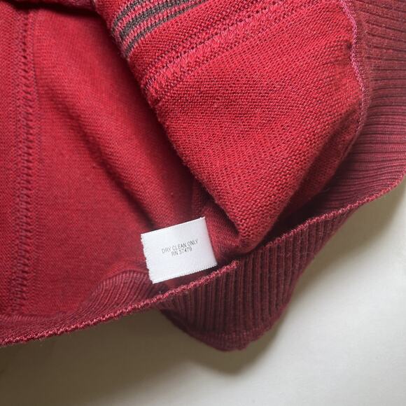 St Croix Shop Mens Large 1/4 Zip Geometric Maroon Sweater Wool Blend Textured - Picture 7 of 12